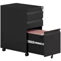 Vinsetto 3-Drawer Steel Filing Cabinet with Lock and Wheels - Black - 1