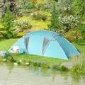 Outsunny 4-6 Man Family Camping Tent w/ 2 Bedrooms and a Living Room, Waterproof Tunnel Tent w/ Sewn In Groundsheet, Doors, Windows, Carry Bag, Blue - 9