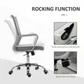 Vinsetto Ergonomic Desk Chair Mesh Office Chair with Adjustable Height Armrest and 360° Swivel Castor Wheels Grey - 5