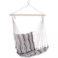 Outsunny Outdoor Hanging Rope Chair with Soft Padded Seat & Backrest, Garden Hammock Chair with Wooden Support Bar Cotton Cloth, Portable Garden Chair for Patio & Tree, Brown - 1