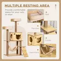 PawHut 130cm Cat Tree for Indoor Cats, Multi-Level Plush Cat Tower, with Five Scratching Posts, Two Perches, Cat House, Hammock - 4
