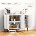 HOMCOM Elegant Two-Cupboard Sideboard - White/Gold-Tone - 4
