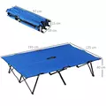 Outsunny Double Camping Cot Bed, with Bag - Blue - 3