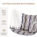Outsunny Outdoor Hanging Rope Chair with Soft Padded Seat & Backrest, Garden Hammock Chair with Wooden Support Bar Cotton Cloth, Portable Garden Chair for Patio & Tree, Brown - 5