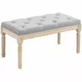 HOMCOM Vintage Wooden Bed End Bench - Light Grey - 1