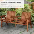 Outsunny 2-Seater Fir Wood Bench w/ Centre Table - 4