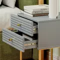 HOMCOM Set of Two Elegant Bedside Tables - Grey/Gold-Tone - 9