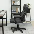HOMCOM High Back Executive Office Chair, PU Leather Swivel Desk Chair with Tilt Function, Armrests and Adjustable Height for Home Office, Black - 8