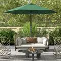 Outsunny 2.8m Garden Parasol Umbrella, Round Outdoor Market Table Umbrella Sun Shade Canopy, Green - 2