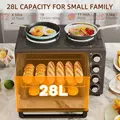 HOMCOM 28L Mini Oven with 2 Hot Plates, Countertop Toaster Oven, Grill, Roast, Bake, Boil, with Timer, Adjustable Temperature, Electric Oven with Baking Tray, Grill Rack, Crumb Tray, 2600W, Black - 5