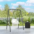 Outsunny Hanging Chair Outdoor Hammock Chair with Soft Cushion, Cotton Rope Boho Style Swing Chair, Hanging Garden Swing Seat for Indoor Outdoor, Cream White - 2