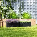 Outsunny Set of Two Rattan-Effect Planters - Black - 8
