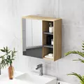 HOMCOM Five-Shelf Mirrored Bathroom Cabinet - Wood-Effect - 8