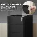 Vinsetto 3-Drawer Steel Filing Cabinet with Lock - Black - 6