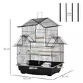 PawHut Metal Bird Cage with Plastic Swing Perch Food Container Tray Handle for Finch Canary Budgie 43.5 x 33 x 63 cm, Black - 3