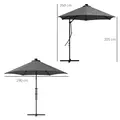Outsunny 3(m) Solar LED Cantilever Parasol - Dark Grey - 3