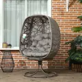Outsunny Swivel Egg Chair with Cushions, Foldable Basket Seat and Metal Frame, Indoor Outdoor Lounge Chair for Balcony, Poolside, Patio and Living Room, Sand Brown - 2