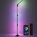 HOMCOM LED Floor Lamp, 360° RGB Detachable Corner Floor Lamp with App & Remote Control, Colour Changing Standing Lamp with Music Sync & Timing, for Living Room, Game Room, Dark Grey - 1