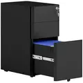 Vinsetto 3-Drawer Steel Filing Cabinet with Lock - Black - 1