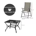 Outsunny Five-Piece Steel Frame Patio Set - Khaki/Black - 3