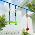 AIYAPLAY 10-Piece Zip Line Kit for Kids with 10m Slackline, Monkey Bars, Swing, Climbing Ladder, Hanging Tray, Metal Rings - 8