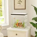 PawHut 26L Glass Fish Tank With Filter System, LED Lights, Water Pump, White - 2