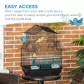 PawHut Metal Bird Cage with Plastic Swing Perch Food Container Tray Handle for Finch Canary Budgie 43.5 x 33 x 63 cm, Black - 6