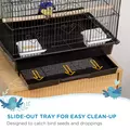 PawHut Metal Bird Cage with Plastic Swing Perch Food Container Tray Handle for Finch Canary Budgie 43.5 x 33 x 63 cm, Black - 5