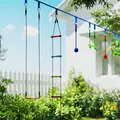 AIYAPLAY 10-Piece Zip Line Kit for Kids with 10m Slackline, Monkey Bars, Swing, Climbing Ladder, Hanging Tray, Metal Rings - 9