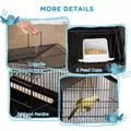 PawHut Metal Bird Cage with Plastic Swing Perch Food Container Tray Handle for Finch Canary Budgie 43.5 x 33 x 63 cm, Black - 4