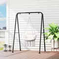 Outsunny Hanging Chair Outdoor Hammock Chair with Soft Cushion, Cotton Rope Boho Style Swing Chair, Hanging Garden Swing Seat for Indoor Outdoor, Cream White - 9