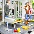 Outsunny Outdoor Pizza Oven, Portable Wood Pellet Pizza Oven with Pizza Stone and Peel, Foldable Legs, Chimney, 12 Inch Wood Fired Pizza Maker for Outdoor Cooking, Stainless Steel - 2