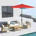 Outsunny 2 x 3 m Rectangular Parasol Umbrella - Red - 2