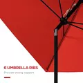 Outsunny 2 x 3 m Rectangular Parasol Umbrella - Red - 6