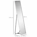 HOMCOM Full Length Mirror Wall-Mounted, 160 x 40 cm Freestanding Rectangle Dressing Mirror for Bedroom, Living Room, Silver Frame - 3