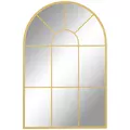 HOMCOM 90 X 61cm Arched Grid Mirror - Gold Tone - 1
