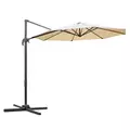 Outsunny Round Umbrella Parasol W/ Tilt 360° Rotation and Hand Crank Cross Base-Beige - 1