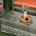 Outsunny Four-Piece Rattan Sofa Set, with Glass-Top Table - Orange - 9