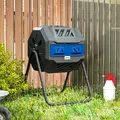 Outsunny 160L 360° Rotating Dual Chamber Composter - Blue - 8