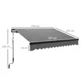 Outsunny 2.5 x 2m Electric Awning with LED Light and Remote Controller, Aluminium Frame DIY Retractable Awning, UV50+ Sun Shade Canopy for Garden Patio Deck Door Window, Dark Grey - 3