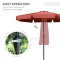 Outsunny 2.7m Patio Parasol Garden Umbrellas Outdoor Sun Shade Table Umbrella with Tilt, Crank, 8 Ribs, Ruffles, Wine Red - 5