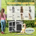 PawHut Wooden Dog Kennel with Removable Floor, Asphalt and Openable Roof, Giant Window for Large Dogs, Charcoal Grey - 4