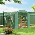 Outsunny 9.8 x 6.6ft Walk-In Polytunnel Greenhouse - Green - 2