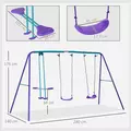 Outsunny Metal Swing Set, with Seesaw, Adjustable Height, for Ages 3+ Years, Purple - 3