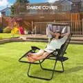 Outsunny Zero Gravity Lounger Chair, Folding Reclining Patio Chair with Shade Cover, Padded Seat, Cup Holder, Soft Cushion and Headrest for Poolside, Camping, Coffee - 6