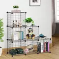 HOMCOM DIY 6 Cube Metal Wire Rack Interlocking Storage Cabinet Living Room Organiser Display Shelves Black - 2