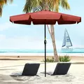 Outsunny 2.7m Patio Parasol Garden Umbrellas Outdoor Sun Shade Table Umbrella with Tilt, Crank, 8 Ribs, Ruffles, Wine Red - 2