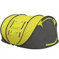 Outsunny 4 Person Pop-up Camping Tent Family Tent with Ground Sheet, 4 Windows and Portable Carry Bag for Beach Outdoor Trip, Yellow - 1