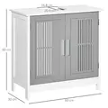 kleankin Modern Under Sink Cabinet with 2 Doors, Bathroom Vanity Unit, Pedestal Under Sink Design, Storage Cupboard with Adjustable Shelves, Grey - 3