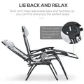 Outsunny Zero Gravity Lounger Chair, Folding Reclining Patio Chair with Padded Seat, Cup Holder, Soft Cushion and Headrest for Poolside, Camping, Light Grey - 4